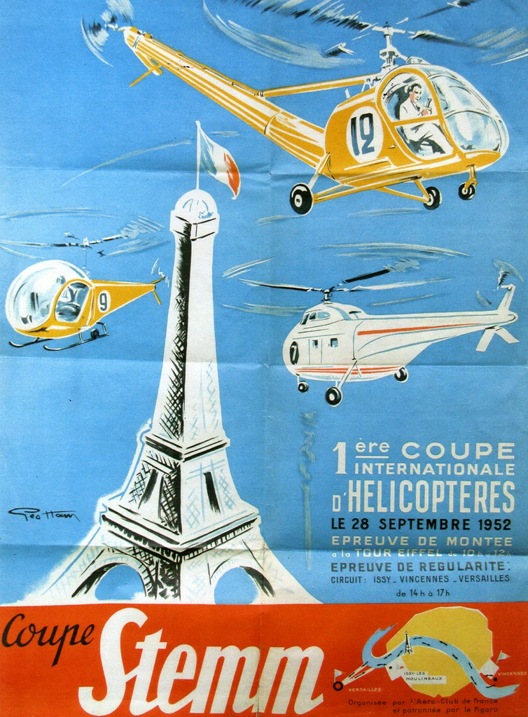 Coupe Stemm d'hélicoptères Paris La Tour Eiffel 1952