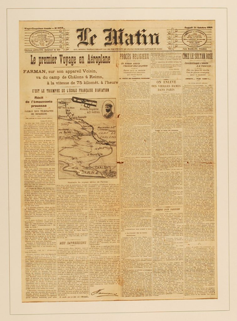 Article "Le Matin" - le premier voyage en aéroplane